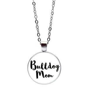 Vintage Silvery Bulldog Mom Lover Necklace